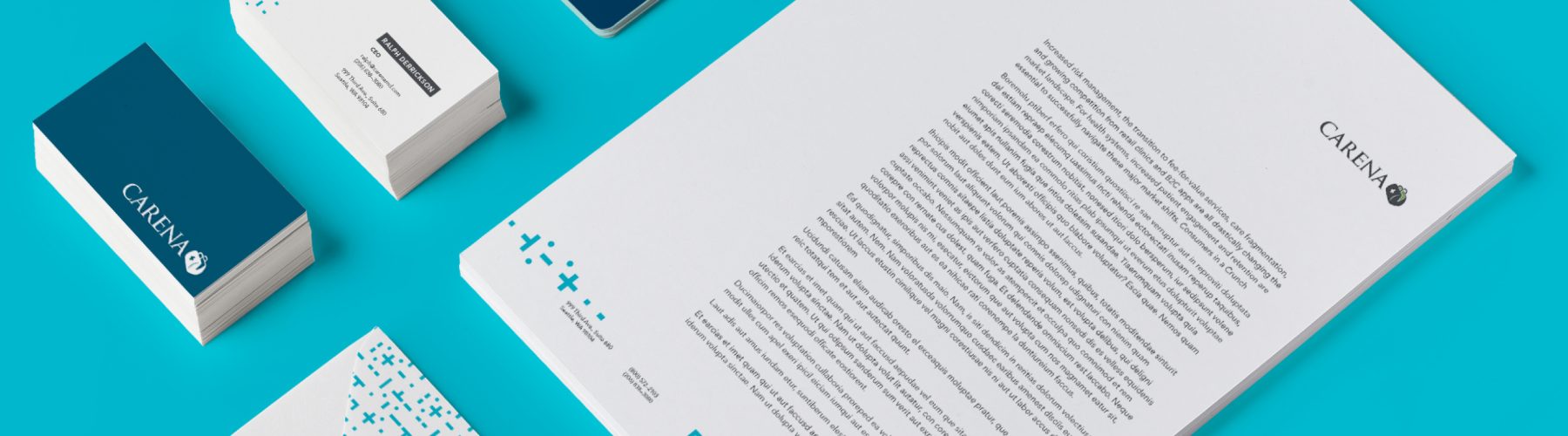 The Carena identity guidelines, all spreads on one wall
