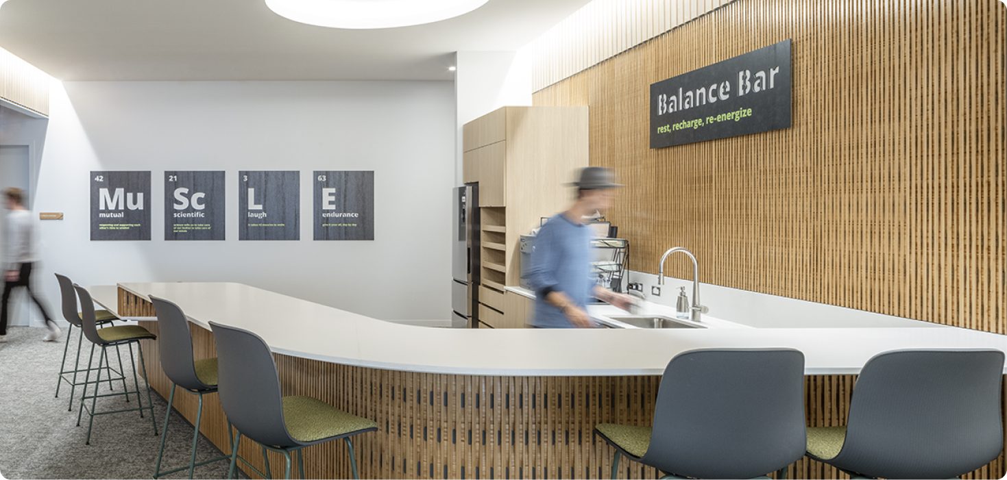 A brand activation space in use