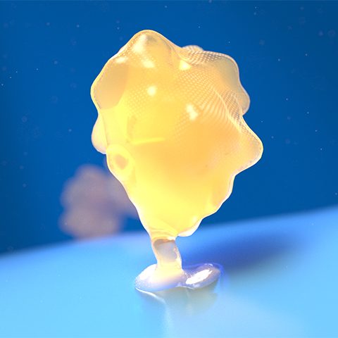 Fusosome binding a target cell, from the Sana in vivo platform film