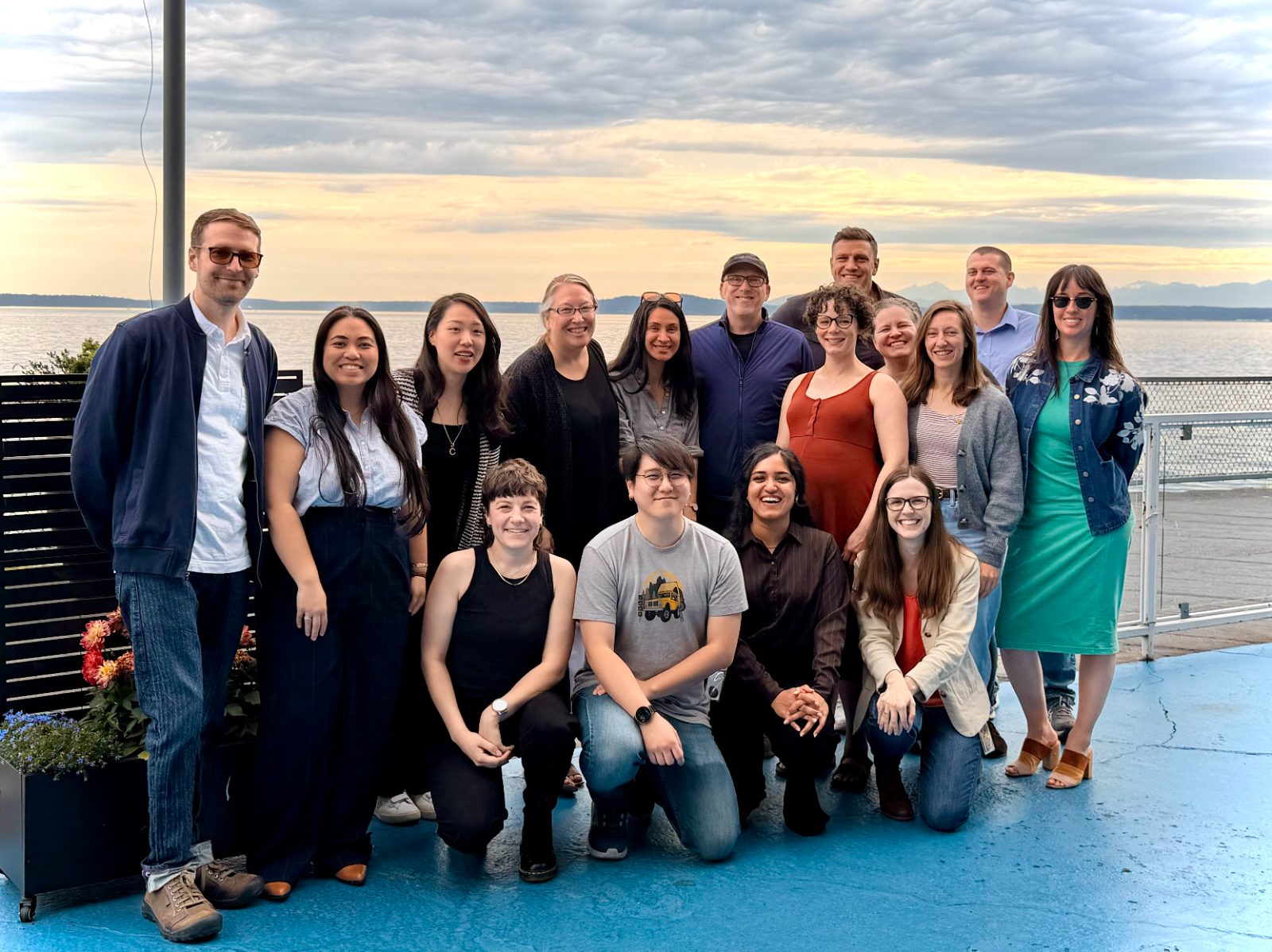 The whole studio together at sunset on a regional retreat